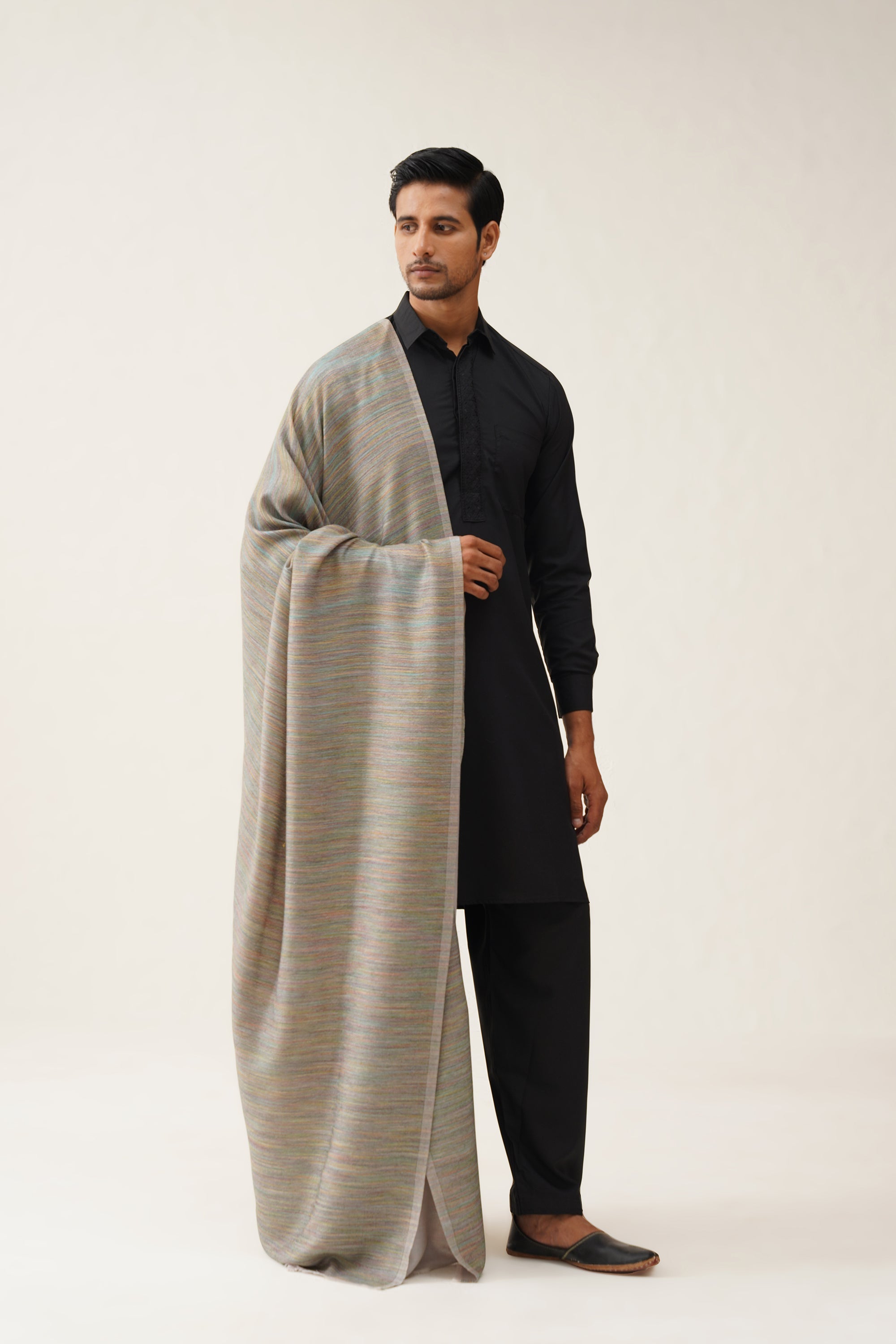 Mens Toosh Grey Ikat Space Dyed Dusala