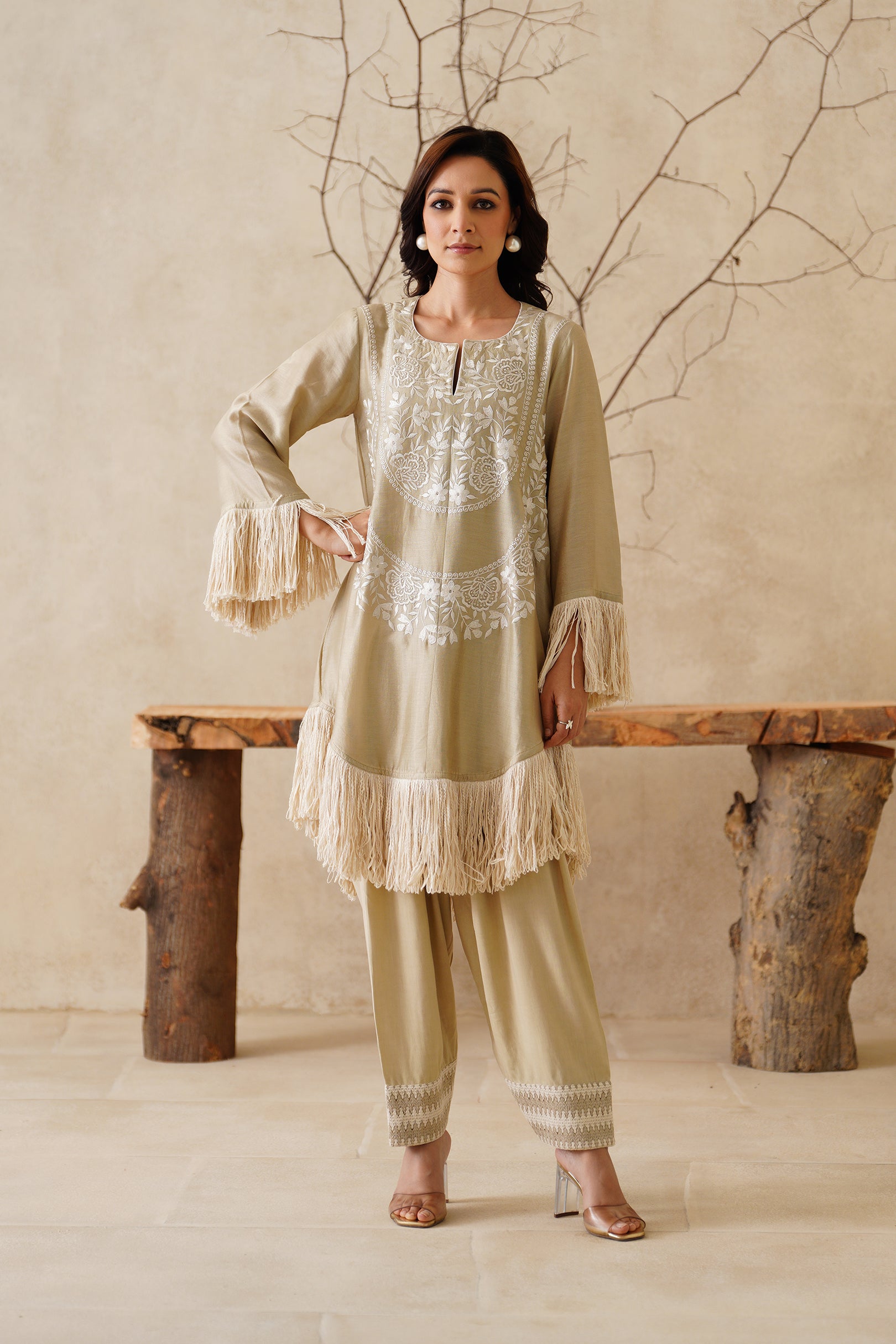 Anaya Pure Chanderi Embroidered Matching Set