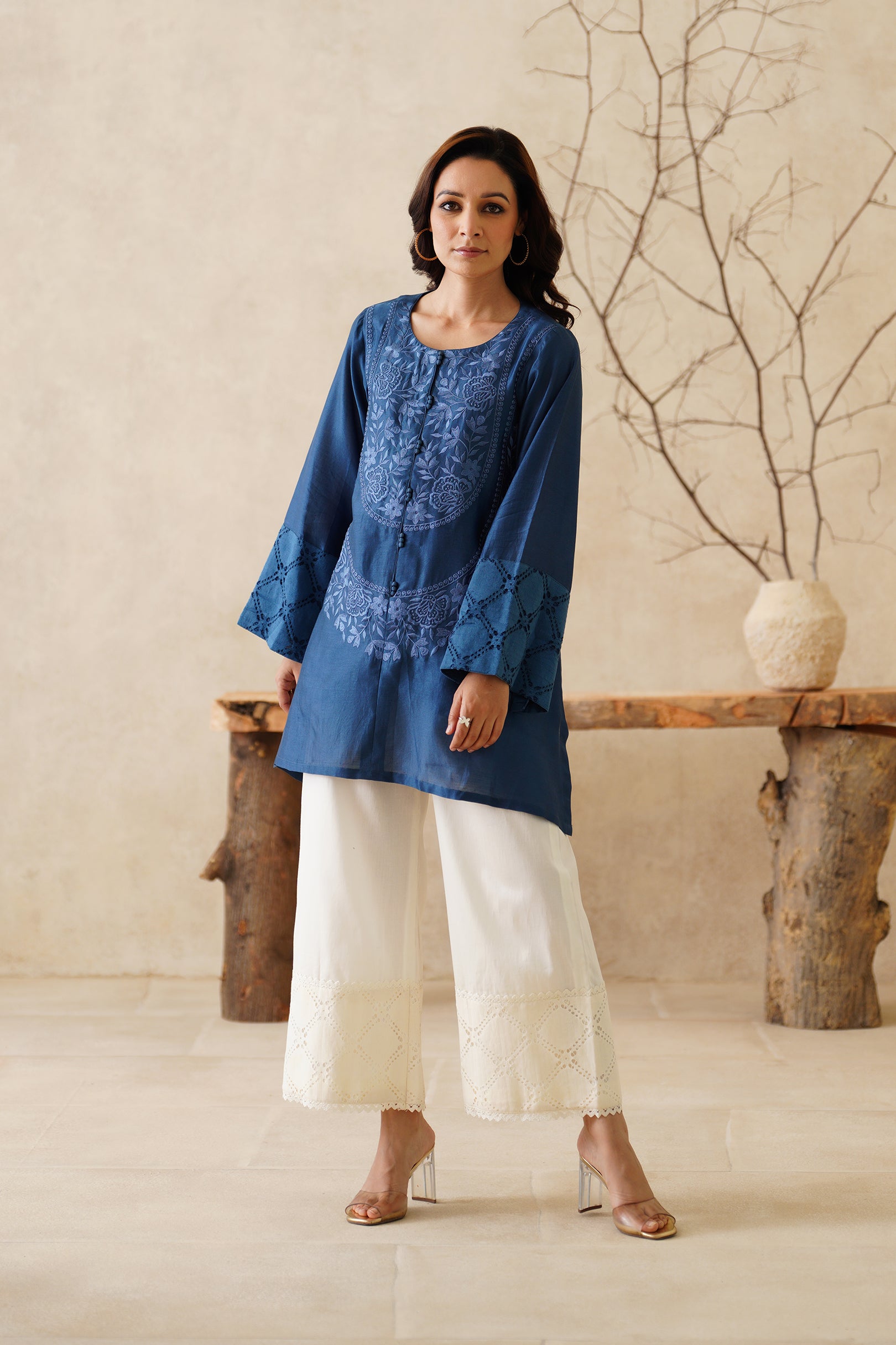 Zaroon Pure Chanderi Embroidered Matching Set