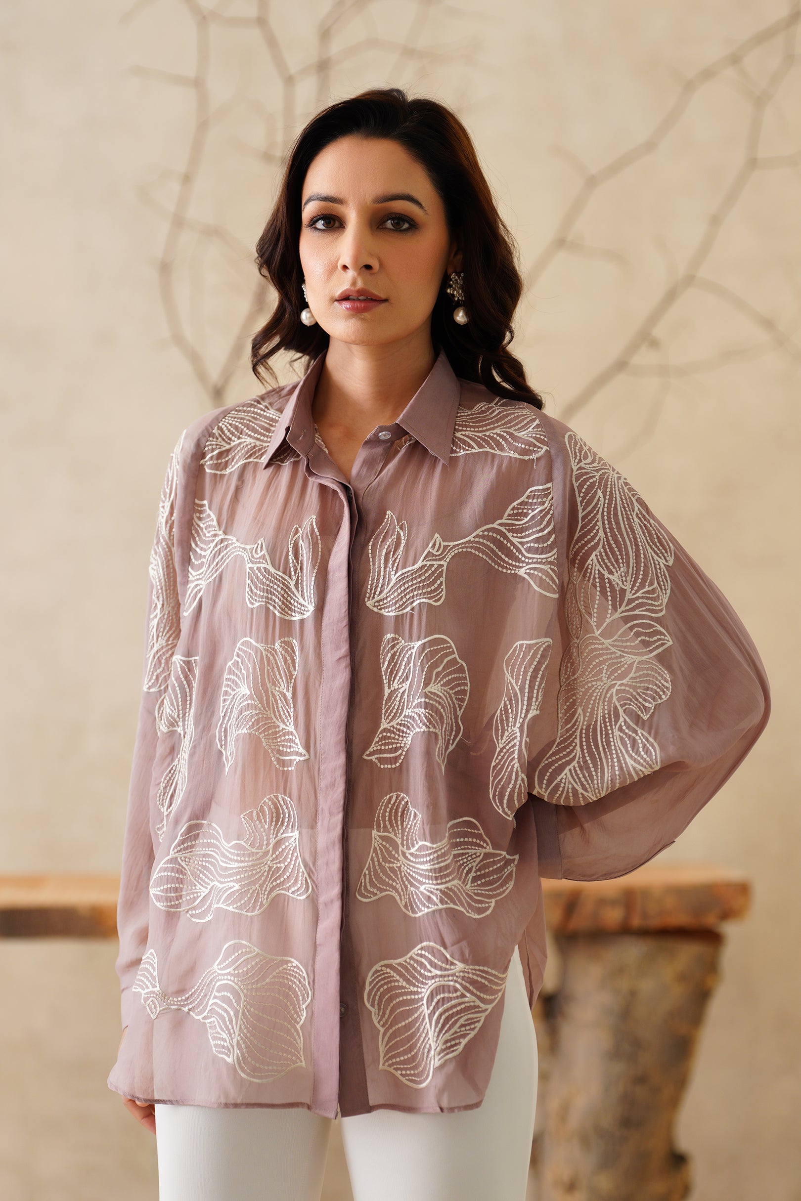 Charm Organza Embroidered Top