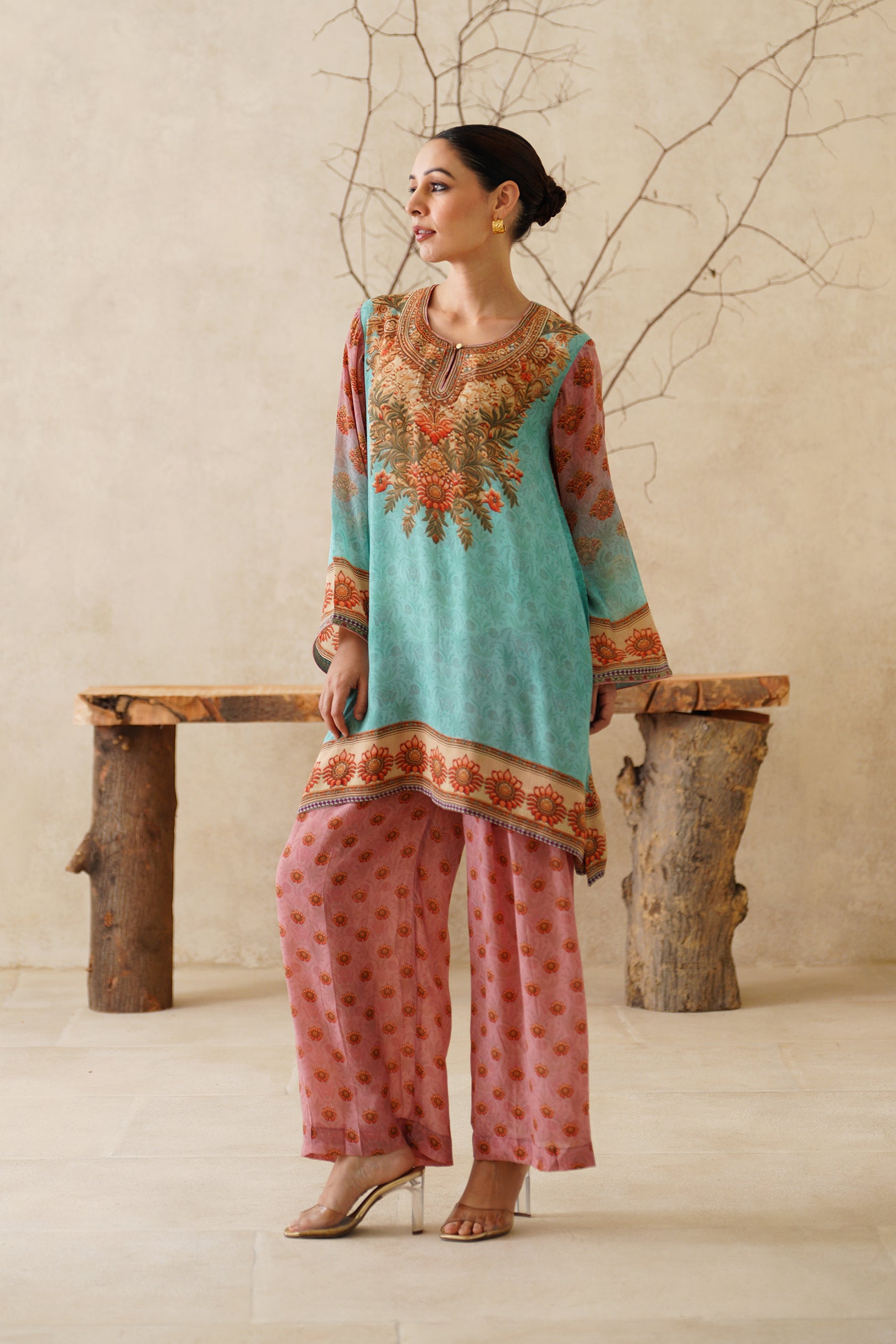 Zafran Crepe Printed Matching Set