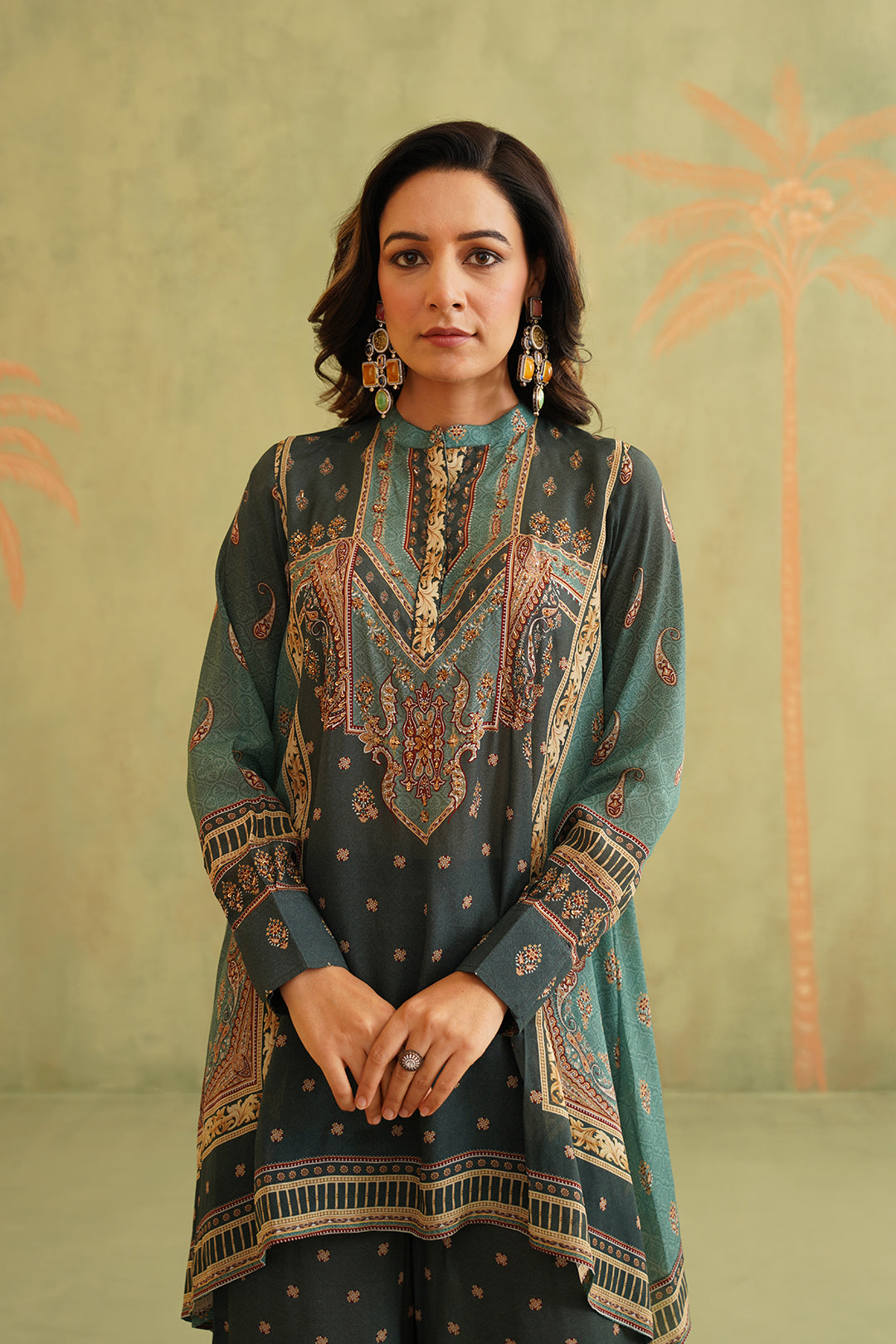 Yasmin Green Embroidered Matching Set