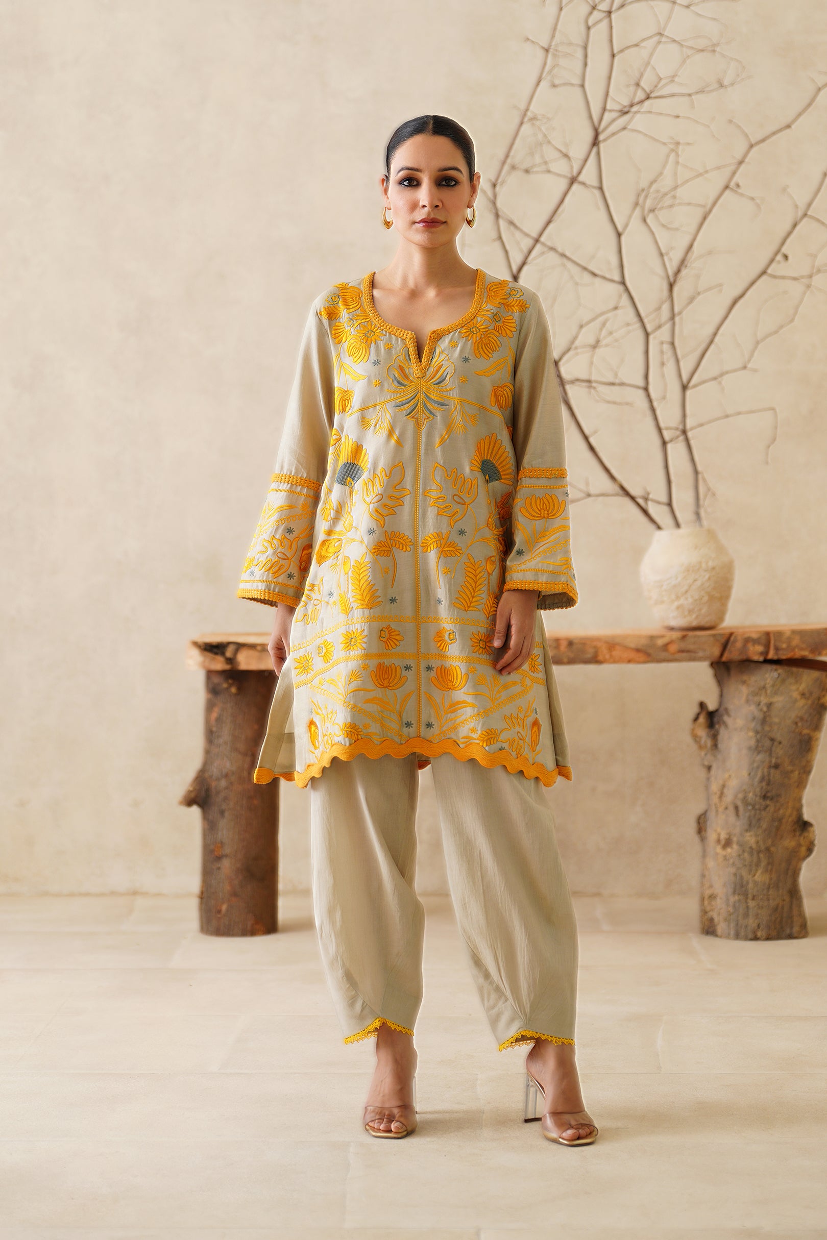 Saphira Pure Chanderi Embroidered Matching Set