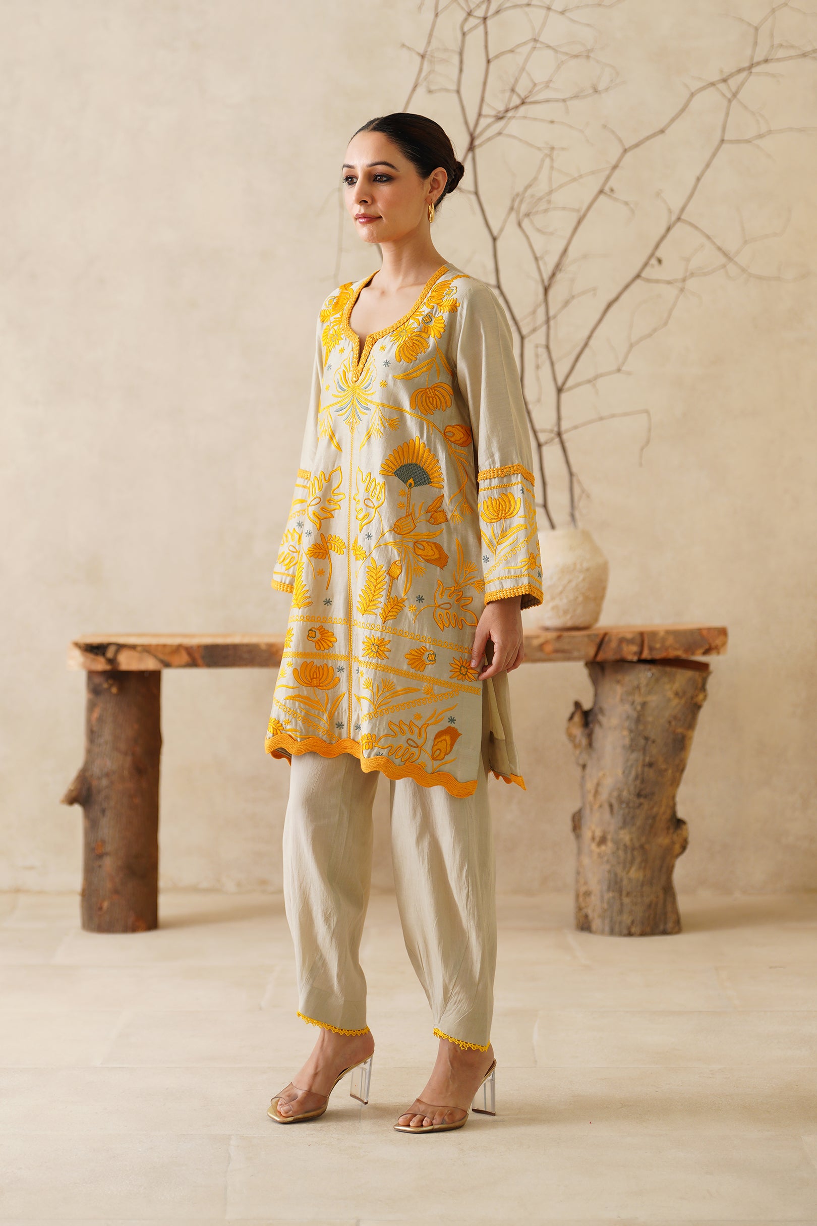 Saphira Pure Chanderi Embroidered Matching Set