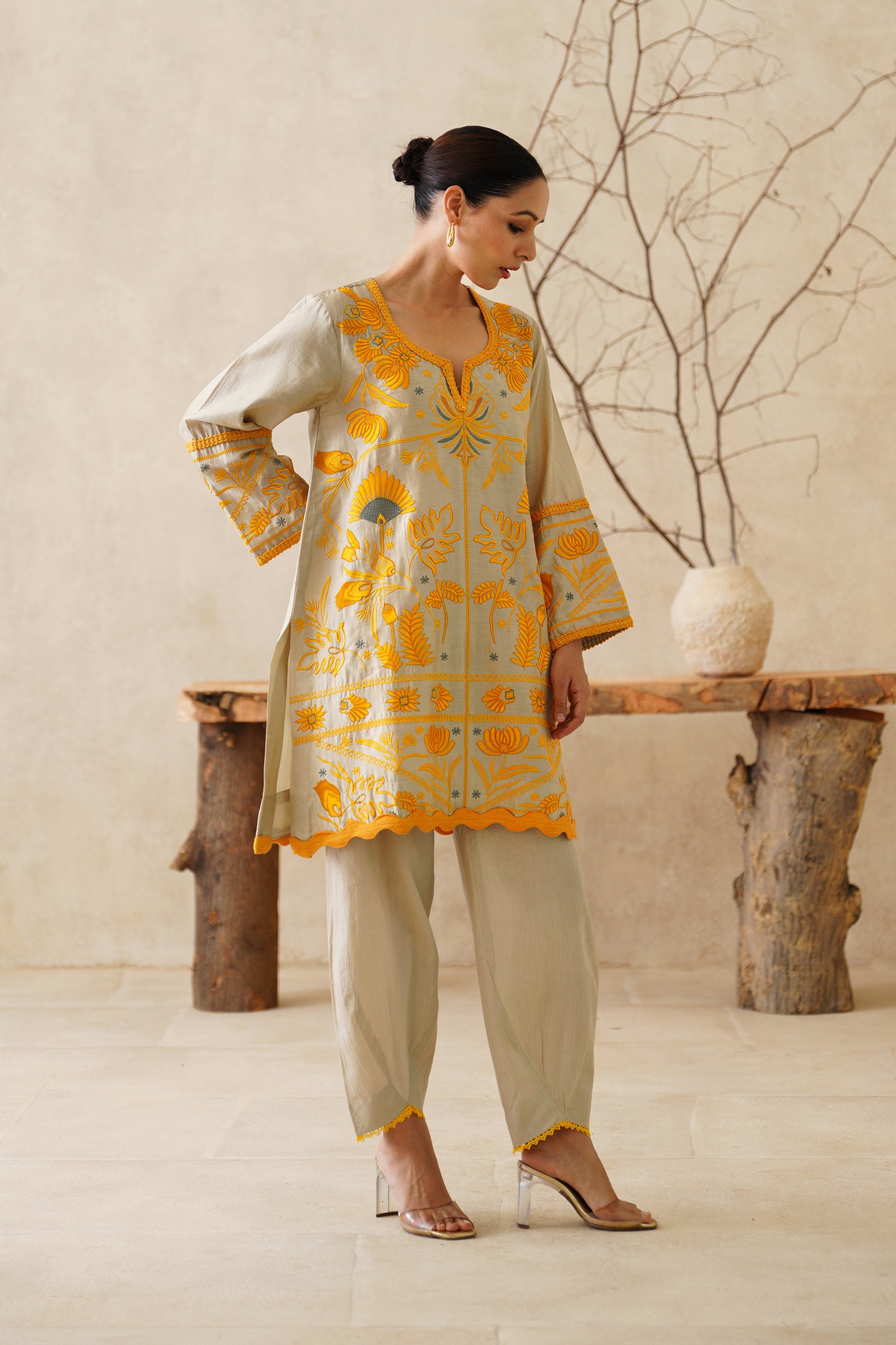 Saphira Pure Chanderi Embroidered Matching Set