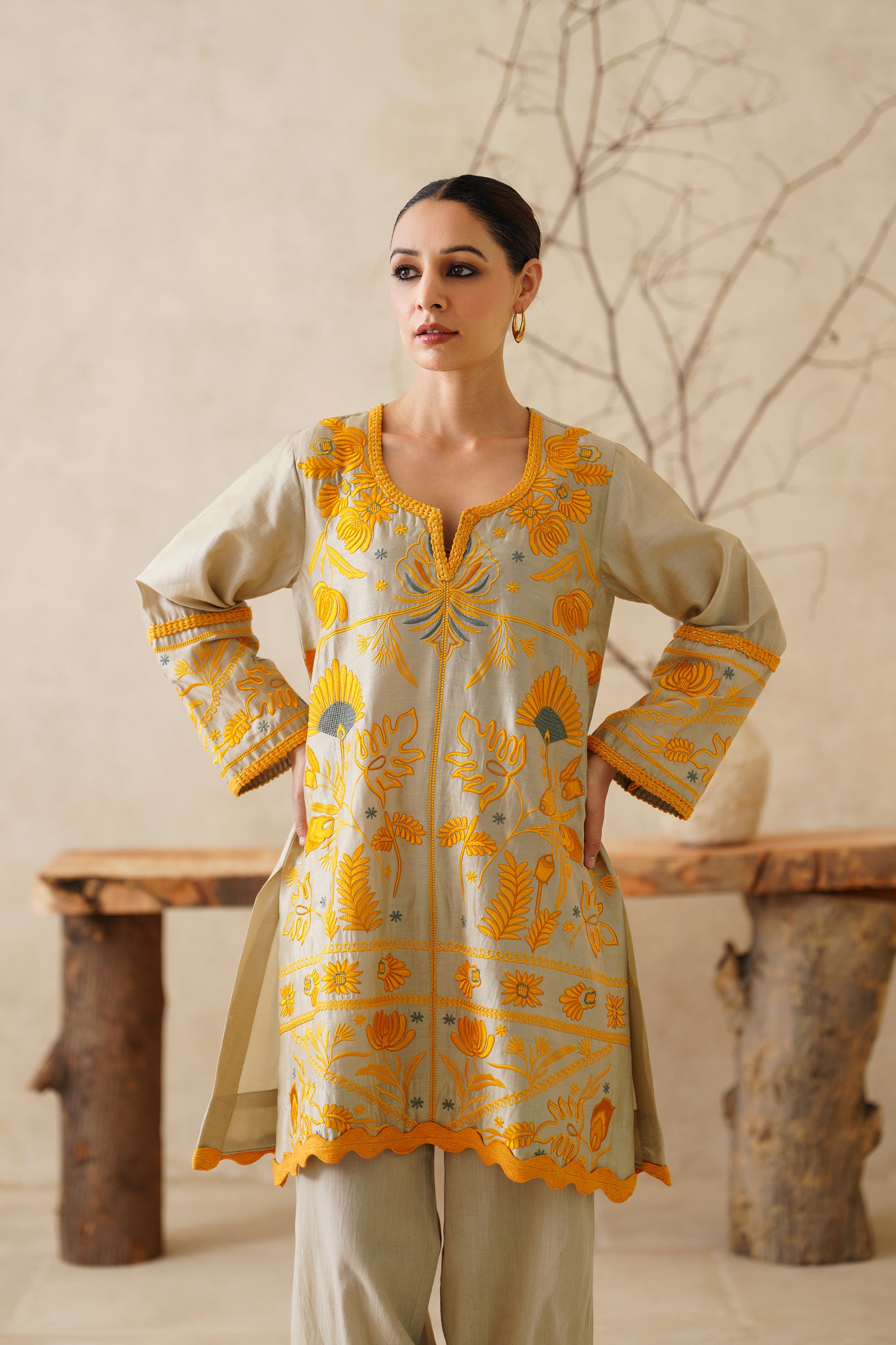 Saphira Pure Chanderi Embroidered Matching Set