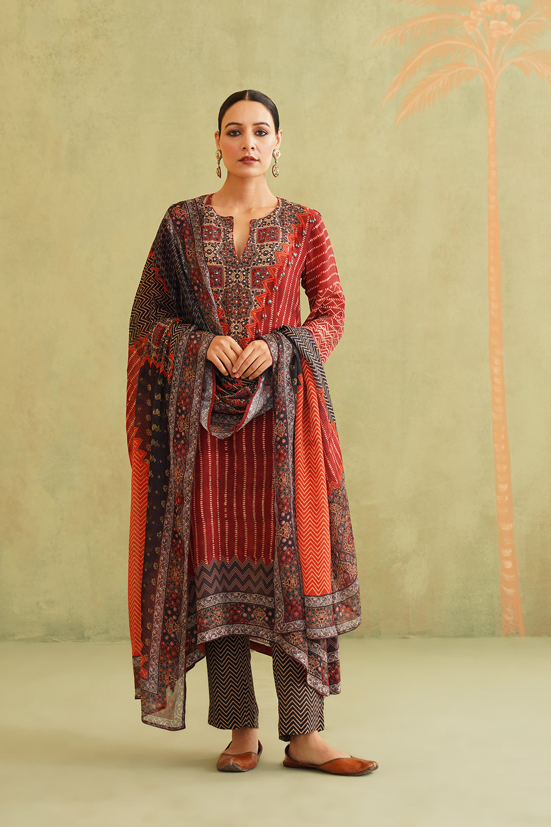 Sheesham Crepe Hand Embroidered Suit Set