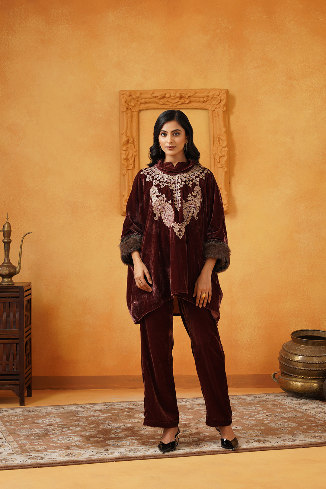 Aqsa Embroidered Velvet Matching Set