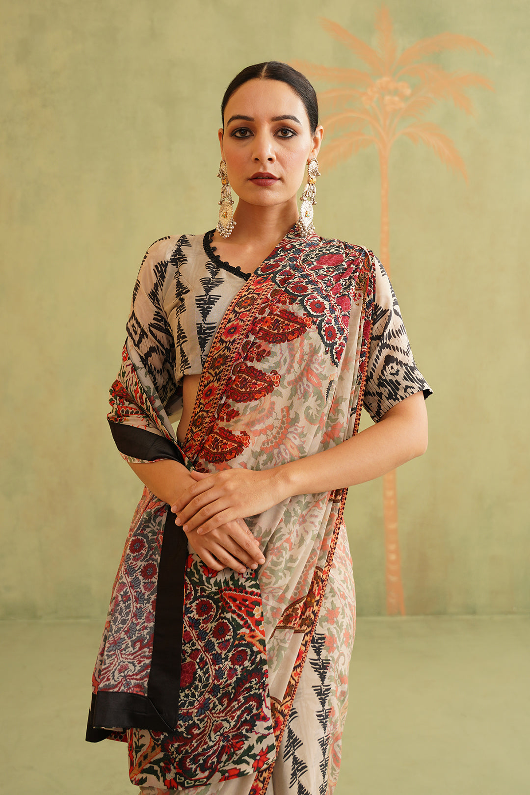 Aalia Pre-Draped Crepe Stitched Saree