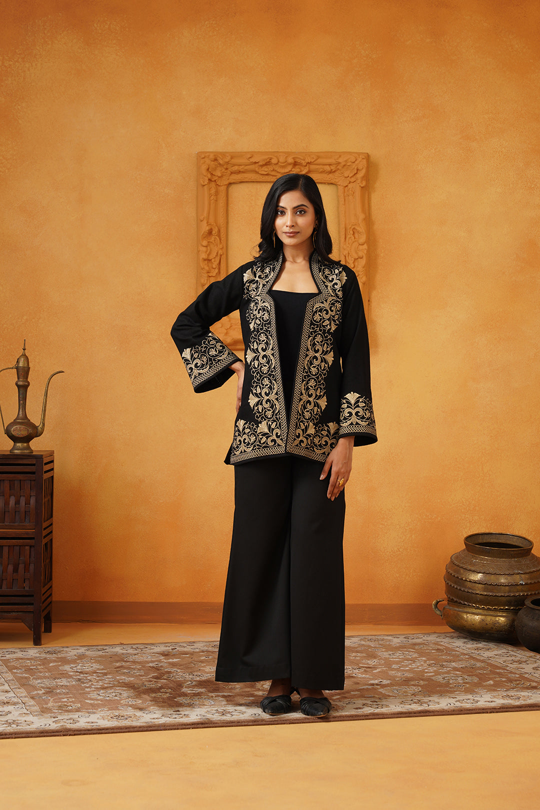 Madhika Tweed Embroidered Jacket Set