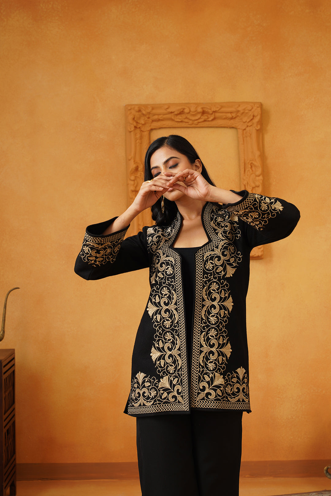 Madhika Tweed Embroidered Jacket Set