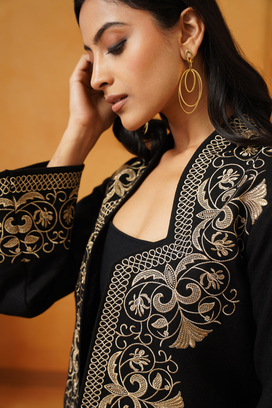 Madhika Tweed Embroidered Jacket Set