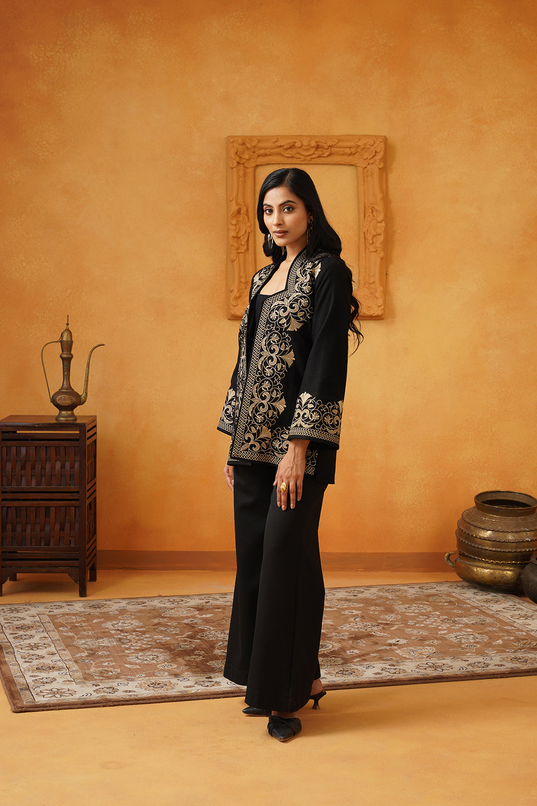 Madhika Tweed Embroidered Jacket Set