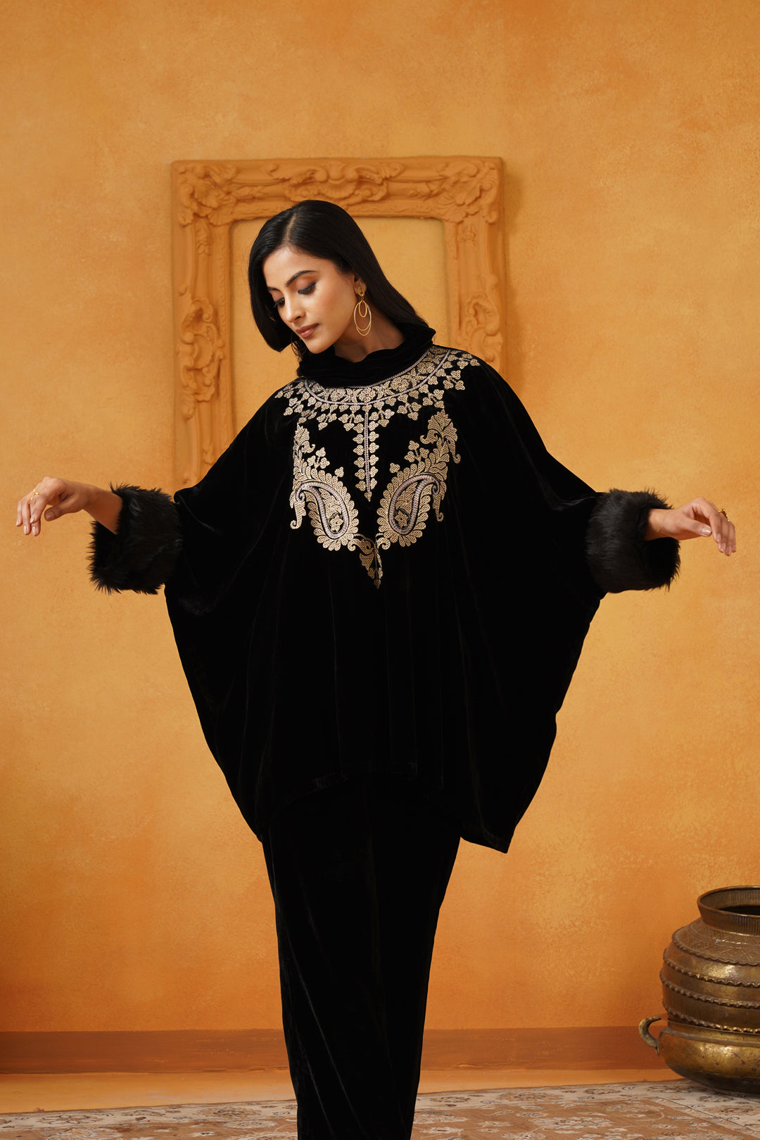 Gulrez Velvet Embroidered Poncho