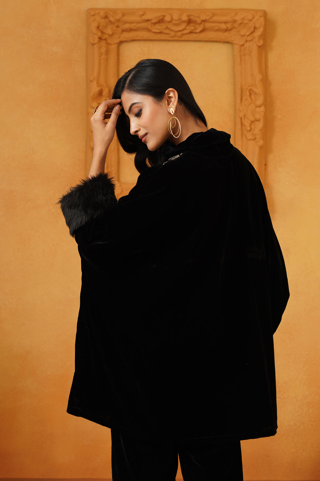 Gulrez Velvet Embroidered Poncho