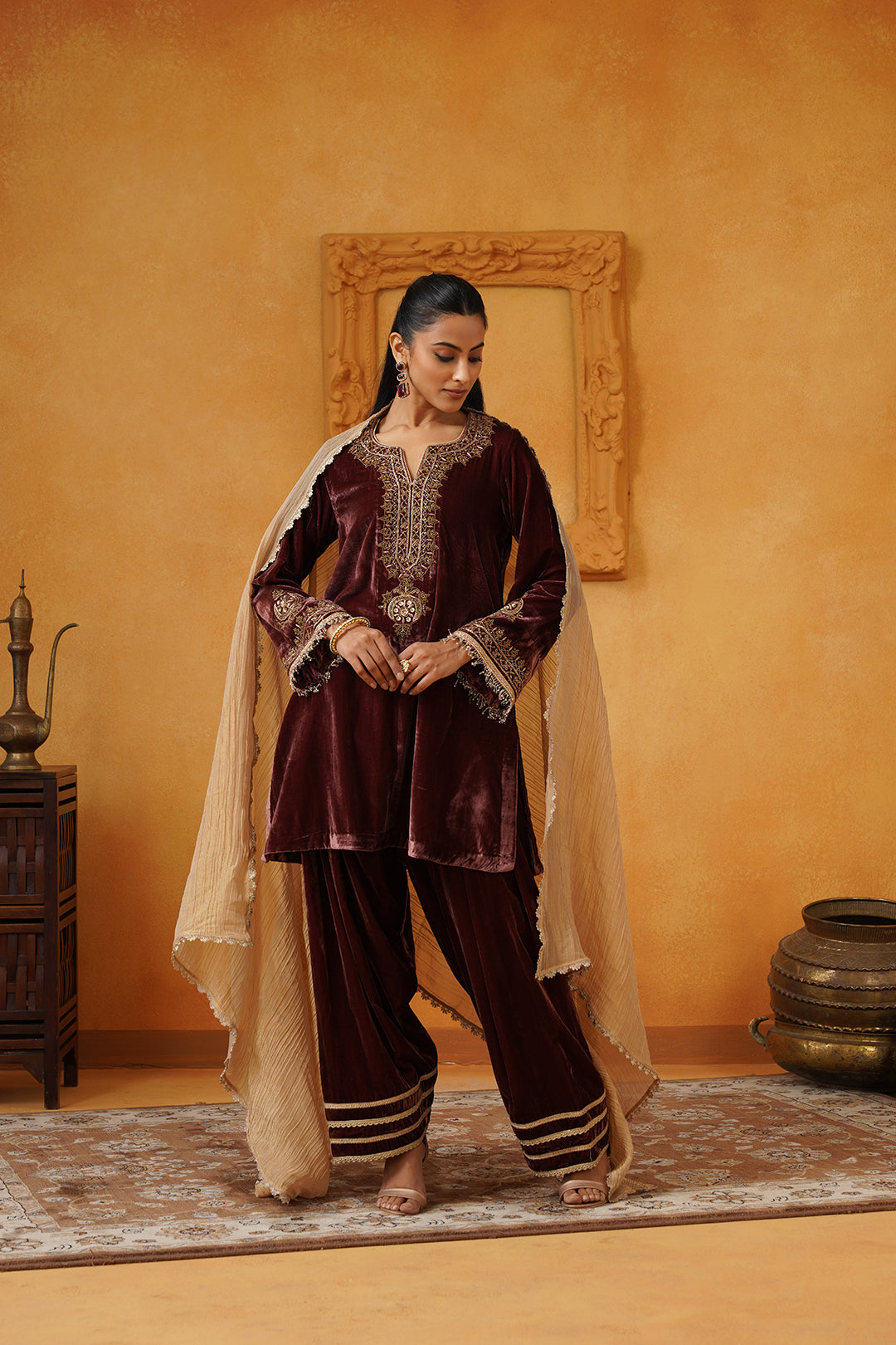 Mariyam Velvet Embroidered Suit Set