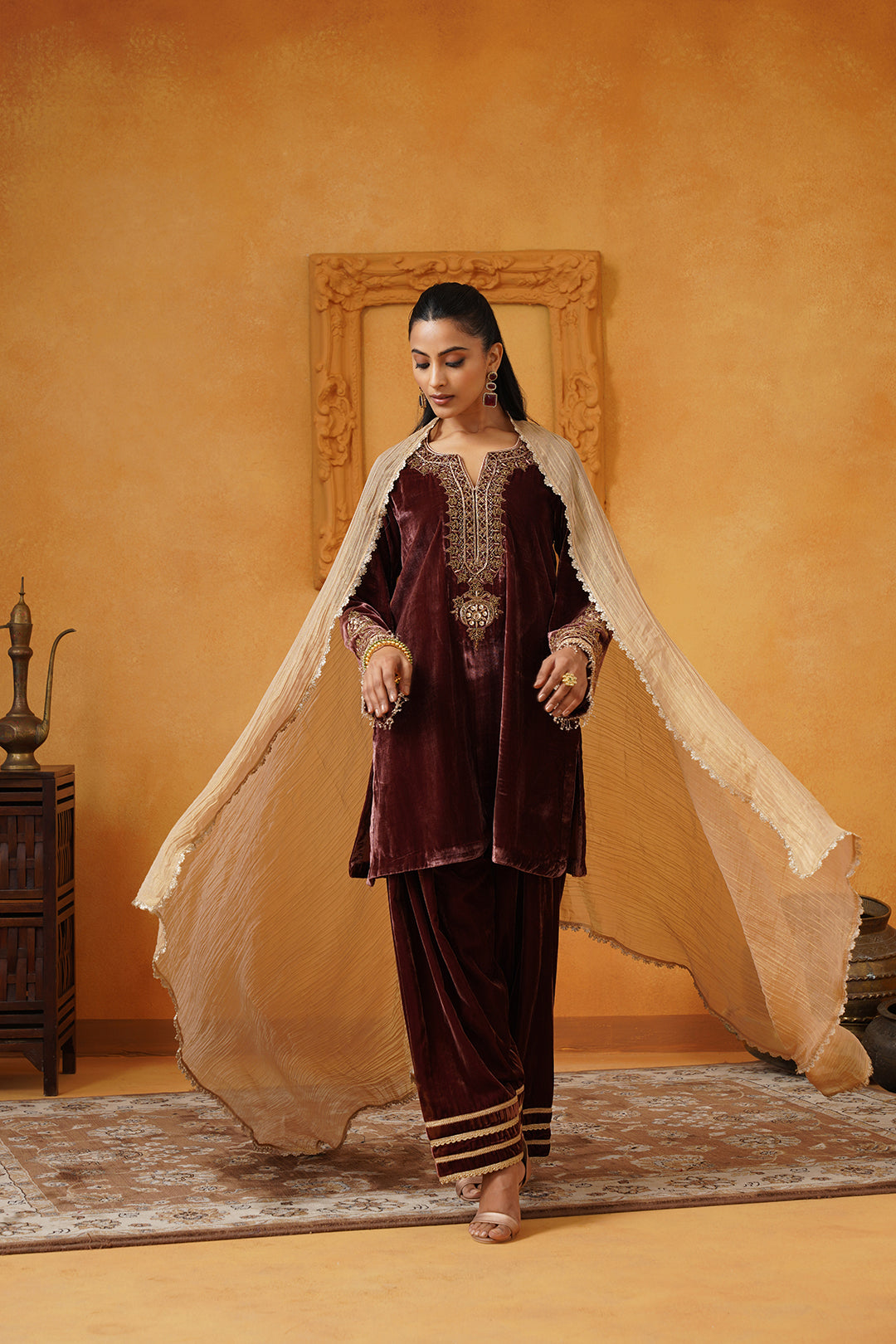 Mariyam Velvet Embroidered Suit Set