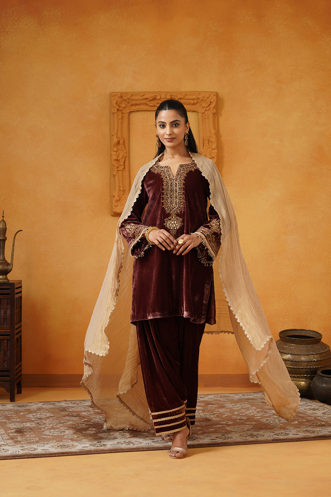 Mariyam Velvet Embroidered Suit Set