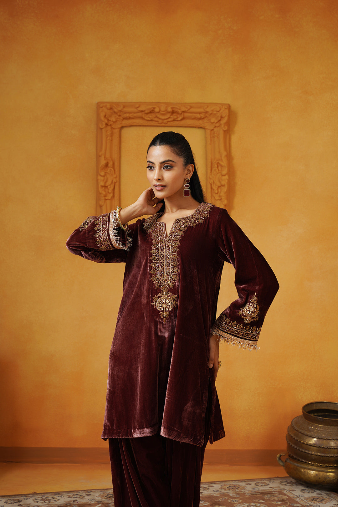 Mariyam Velvet Embroidered Suit Set