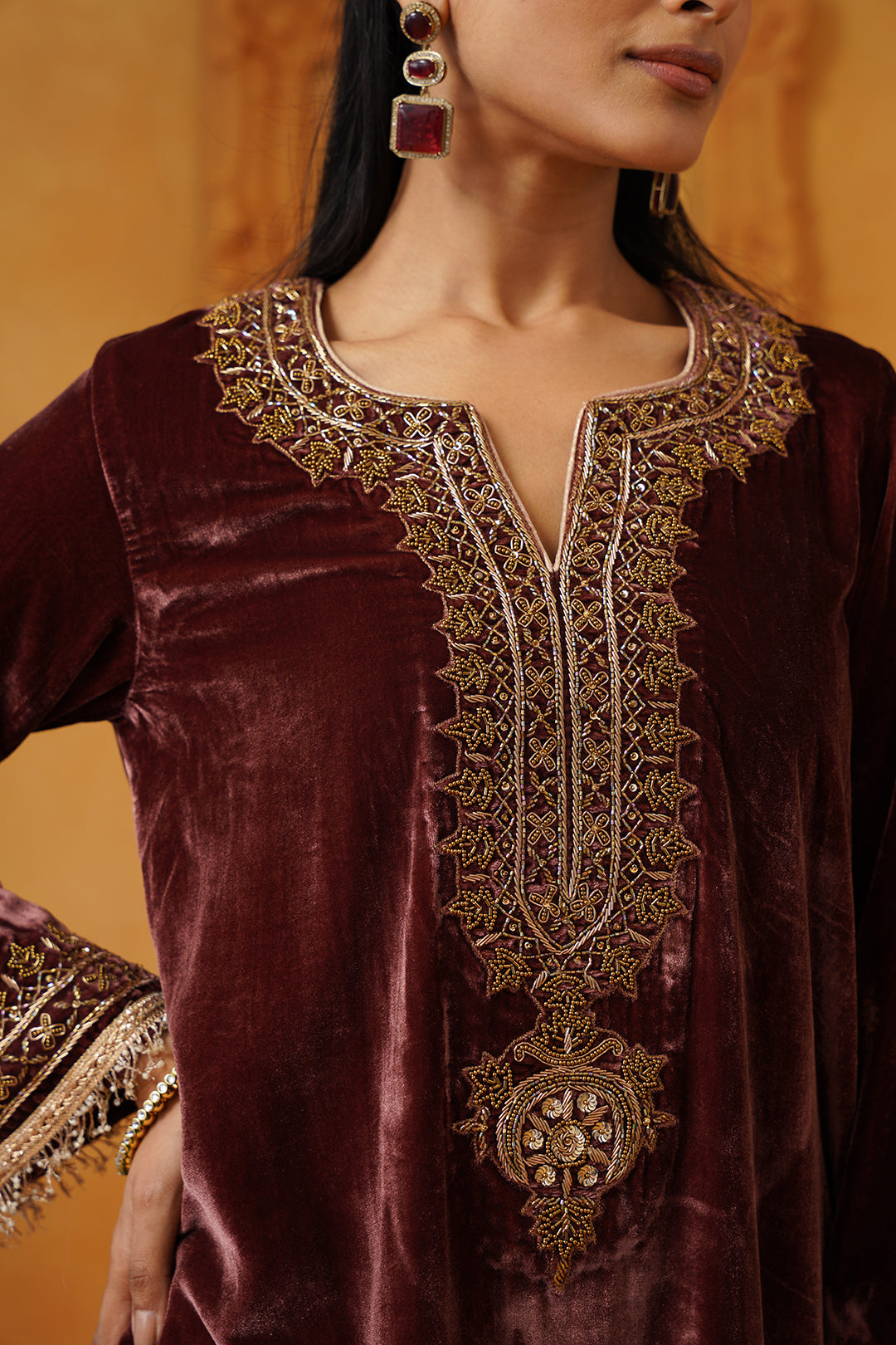 Mariyam Velvet Embroidered Suit Set