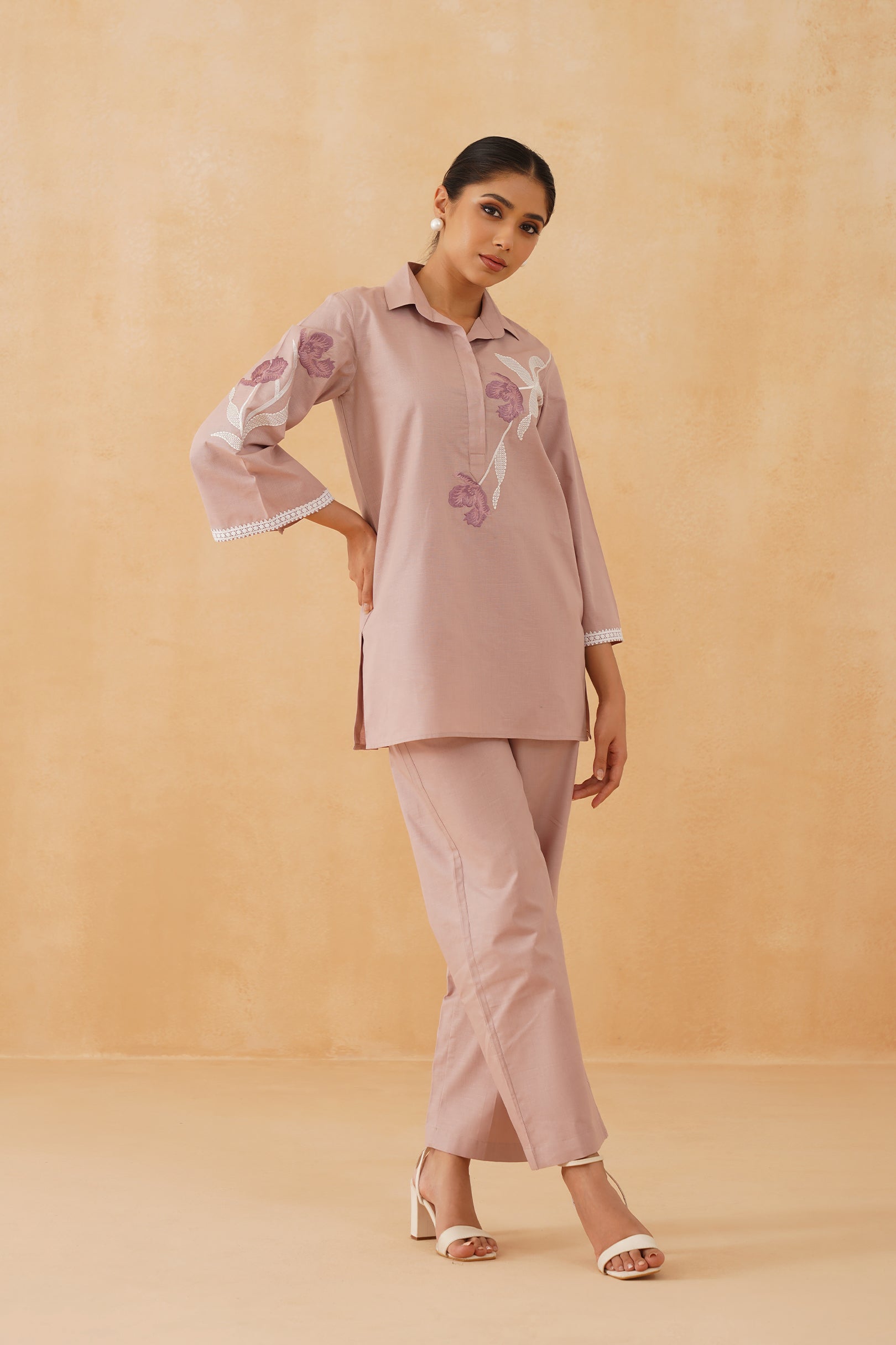 Alvia Cotton Linen Embroidered Matching Set