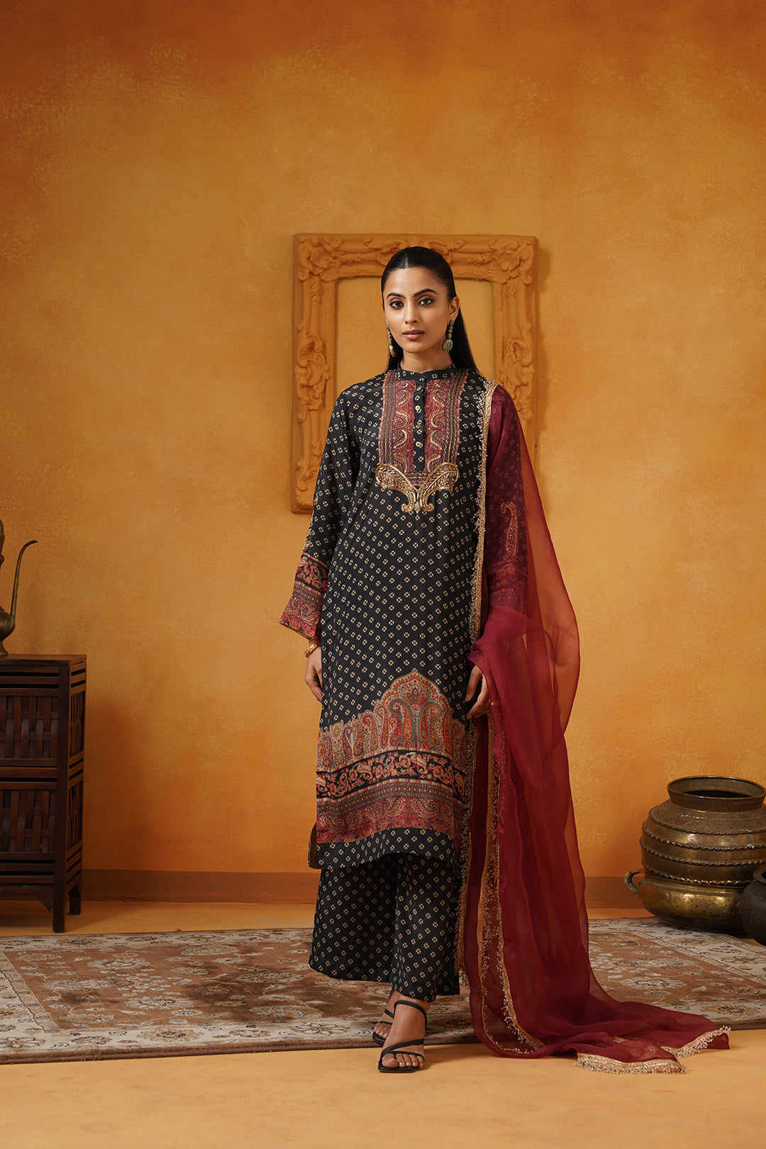 Zarina Crepe Hand Embroidered Matching Set