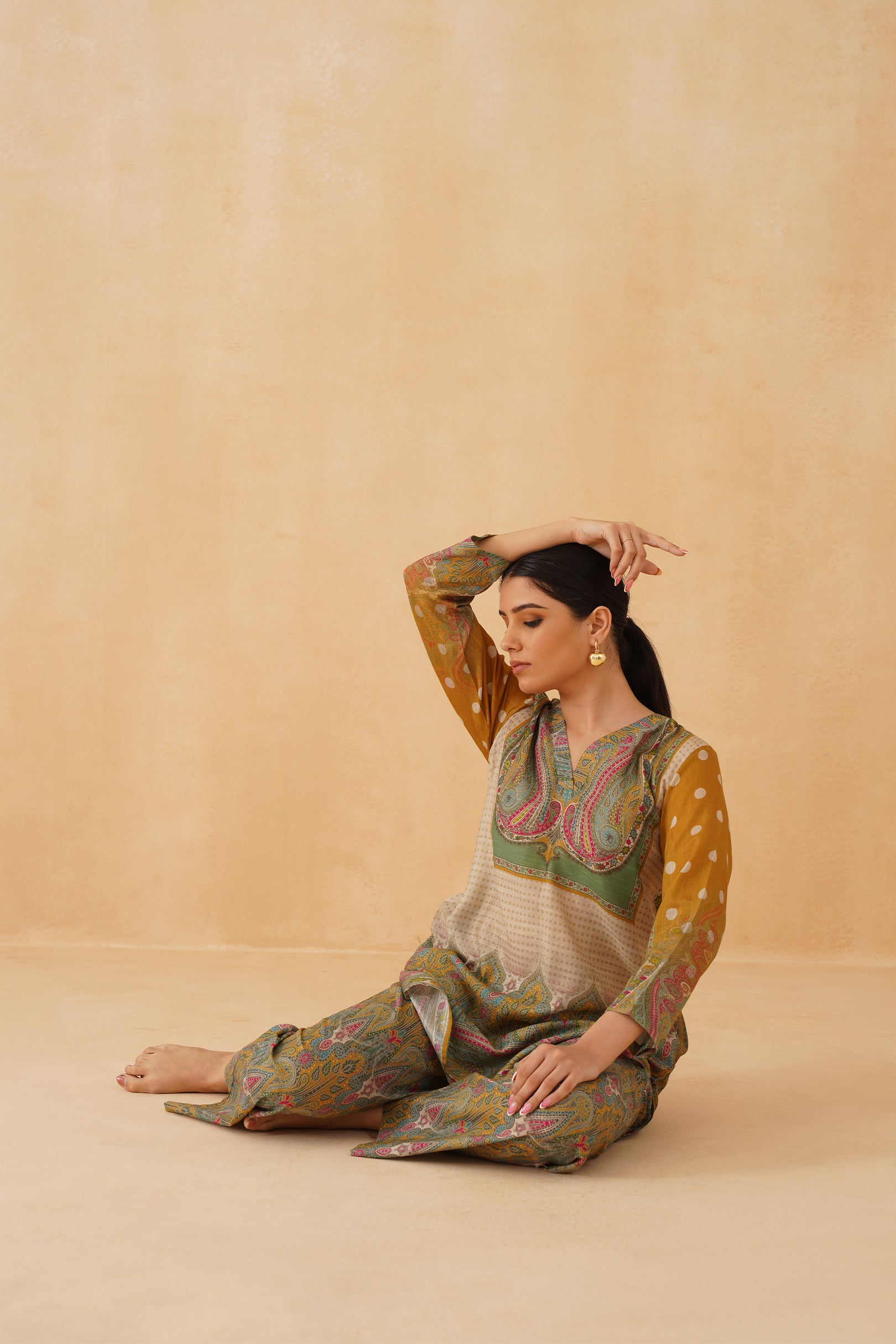 Gulmohar Linen Crepe Matching Set